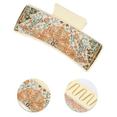 Fashion Grace Painting Hair Clips For Women 3.94"x1.97"x1.77" Orange Beige 1 Pc