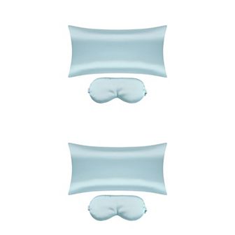 Sliky Satin Zippered Breathable Bedroom Pillowcases Eye Mask Set Of 2 20" X 40"