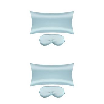 Sliky Satin Zippered Breathable Bedroom Pillowcases Eye Mask Set Of 2 20" X 40"
