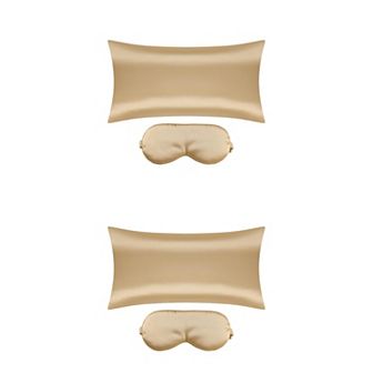 Sliky Satin Zippered Breathable Bedroom Pillowcases Eye Mask Set Of 2 20" X 40"