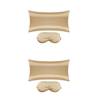 Sliky Satin Zippered Breathable Bedroom Pillowcases Eye Mask Set Of 2 20" X 40"