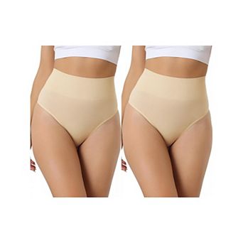2 Packs Women's High-waisted Briefs Invisible Thong Stretchy Knickers Comfortable Underwear