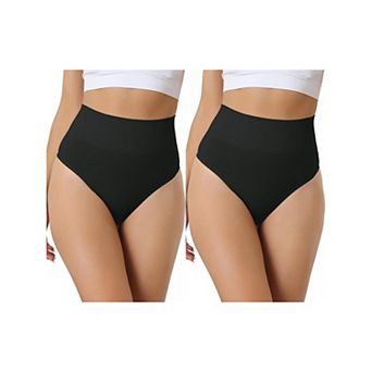 2 Packs Women's High-waisted Briefs Invisible Thong Stretchy Knickers Comfortable Underwear