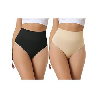 2 Packs Women's High-waisted Briefs Invisible Thong Stretchy Knickers Comfortable Underwear