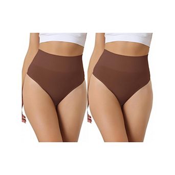 2 Packs Women's High-waisted Briefs Invisible Thong Stretchy Knickers Comfortable Underwear