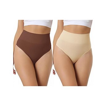 2 Packs Women's High-waisted Briefs Invisible Thong Stretchy Knickers Comfortable Underwear