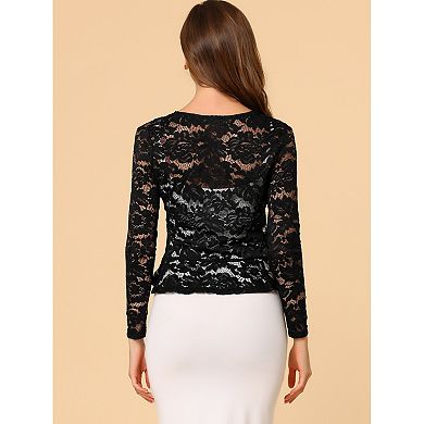 2 Packs Women's Tie Front Crop Cardigan Ruffled Hem Floral Lace Sheer Shrugs
