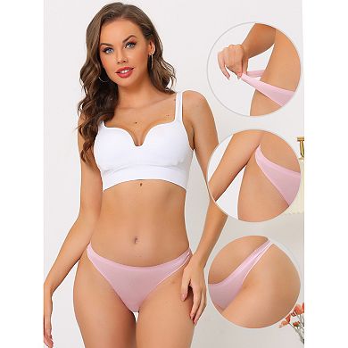 3 Packs Women's Unlined Underwear Satin Invisible Bikini Comfortable No-show Thongs