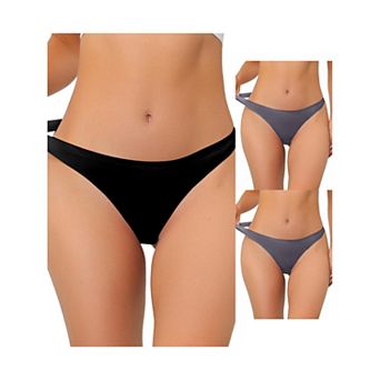 3 Packs Women's Unlined Underwear Satin Invisible Bikini Comfortable No-show Thongs