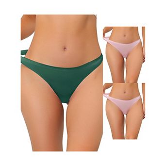 3 Packs Women's Unlined Underwear Satin Invisible Bikini Comfortable No-show Thongs