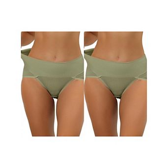 2 Packs Women's Hi-cut Ribbed High Waist Tummy Control Underwear, Available In Plus Size