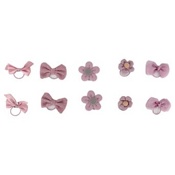 Cute Bow Flowers Hair Ropes Hair Ties for Children Pink 10 pc