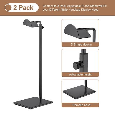 Purse Display Stand Set 2 Pack Metal Handbag Rack Single Hook Holder For Boutique Store