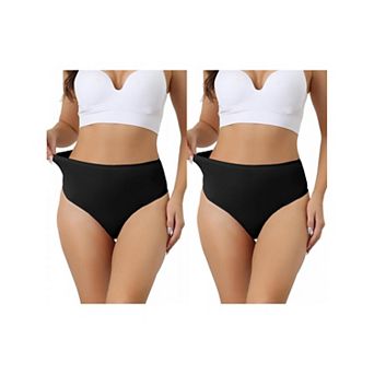 2 Packs Women's Hign Waist G-string Thongs, Tummy Control Stretch Panties, T-back Undepants