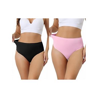 2 Packs Women's Hign Waist G-string Thongs, Tummy Control Stretch Panties, T-back Undepants