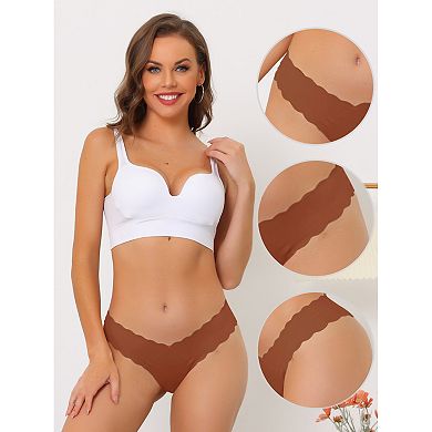 2 Packs Women's No-show Hipster Unlined Cheeky Underwear V-shape Waist Stretch Bikini