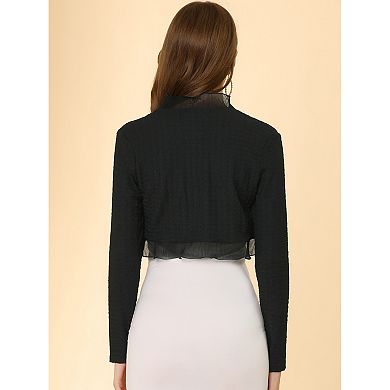 2 Packs Women's Elegant Crop Shrugs Long Sleeve Textured Open Front Ruffle Bolero Shrugs