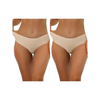 2 Packs Panties For Women Unlined Comfortable Underwear No Show Elastic Waist Brief