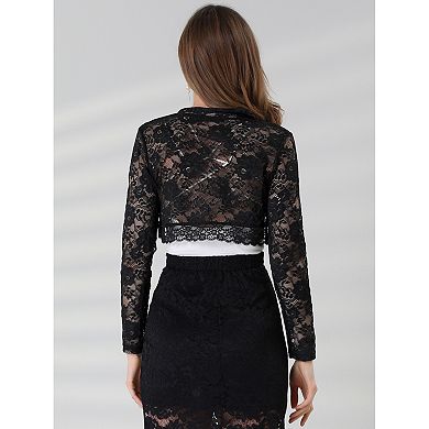2 Packs Women's Lace Bolero Shrugs Sheer Long Sleeve Open Front Crop Cardigans