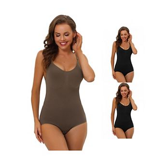 3 Packs Women's Bodysuit Thong Tummy Control Shapewear Adjustable Straps Leotard Jumpsuit Top