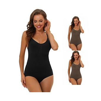 3 Packs Women's Bodysuit Thong Tummy Control Shapewear Adjustable Straps Leotard Jumpsuit Top
