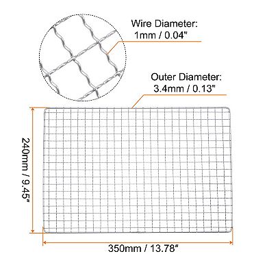 Square Bbq Grill Net 13.8"x9.4" Stainless Steel Barbecue Mesh Mat