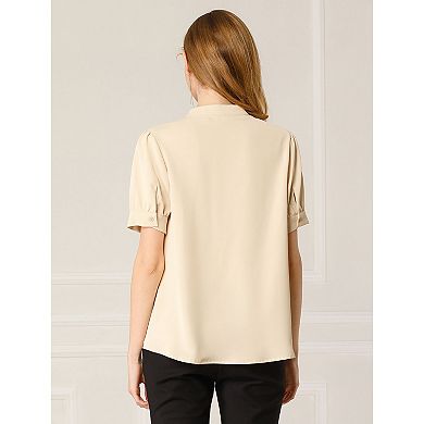 2 Packs Women's Work Office Blouse Half Placket Ruffled Sleeve Shirt Tops