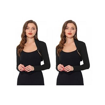 2 Packs Elegant Shrugs For Women's Long Sleeve Knit Open Front Bolero Shrugs