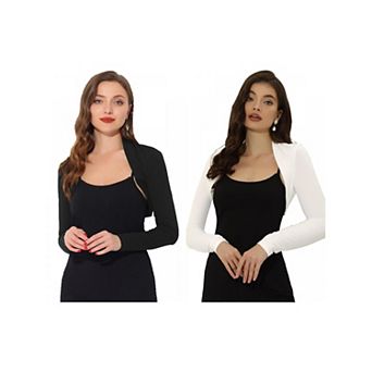 2 Packs Elegant Shrugs For Women's Long Sleeve Knit Open Front Bolero Shrugs