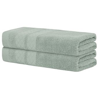 Medium Striped Cotton Bath Towels, Absorbent And Light Weight Towels For Bathroom, Hotel, Spa, Grey