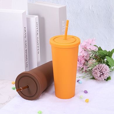 Acrylic Tumbler With Lid And Straw, Insulated Double Wall Cups, Matte Travel Tumblers