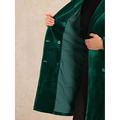 Women's Velvet Lapel Double-breasted Long Outerwear Winter Coat