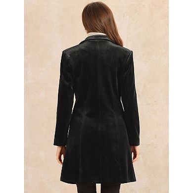Women's Velvet Lapel Double-breasted Long Outerwear Winter Coat