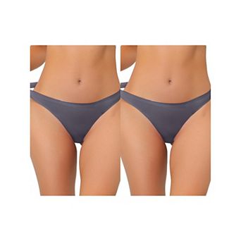 2 Packs Women's Unlined Underwear Satin Invisible Bikini Comfortable No-show Thongs