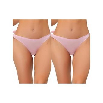 2 Packs Women's Unlined Underwear Satin Invisible Bikini Comfortable No-show Thongs