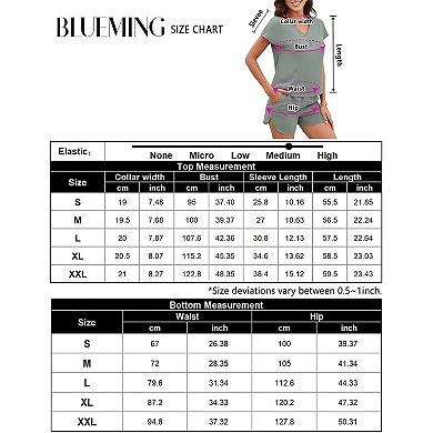 Blueming Ladies Short-sleeved Pajamas V-neck Lotus Sleeve Two-piece Leisure Suit Home Wear