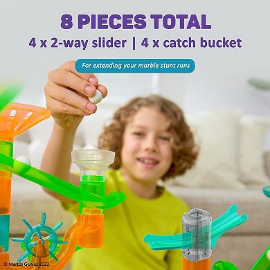 Marble Run Stunt Sliders Set, Add-on Pieces For Extending Your Stunt Marble Runs