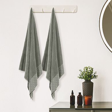 Medium 2 Pack Cotton Bath Towels, Lightweight And Quick Drying Towels For Bathroom, Hotel, Gym