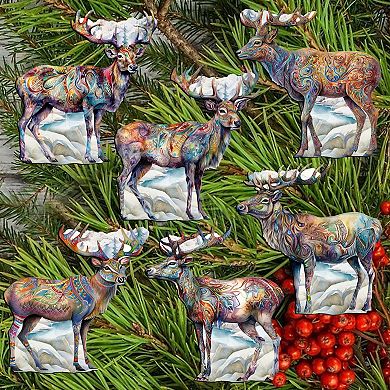 Iconic Caribou Of Alaska Wooden Clip-on Ornaments Set Of 6 By G. Debrekht