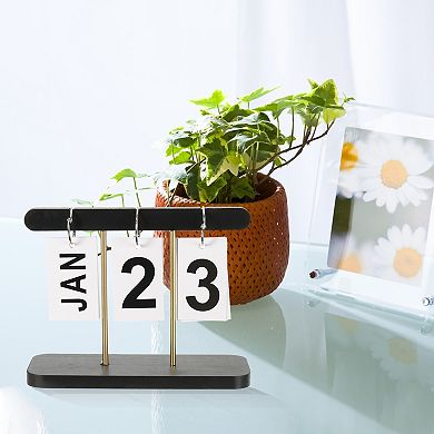 Wooden Flip Calendar Turn Page Month Date Display For Desk Office