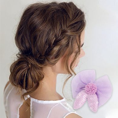 Cute Flowers Bow Hair Clips Hairdo Clip For Children Light Purple 8pcs