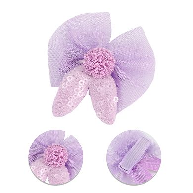 Cute Flowers Bow Hair Clips Hairdo Clip For Children Light Purple 8pcs