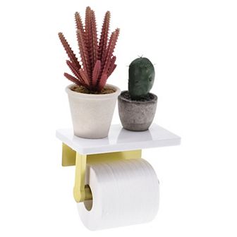 Toilet Paper Holder With Marble Shelf, Aluminum Wall Mounted Toilet Paper Holder
