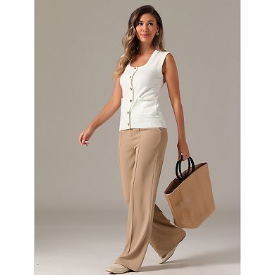 Sweater Vest For Women's Sleeveless Button Down Casual Summer Ribbed Waistcoat Tops