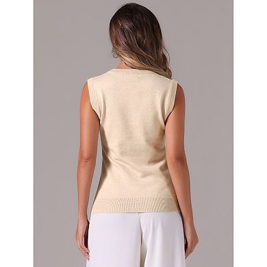 Sweater Vest For Women's Sleeveless Button Down Casual Summer Ribbed Waistcoat Tops