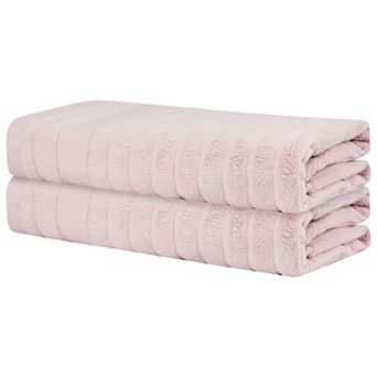 Medium Striped 2 pc Cotton Bath Towels, Quick Dry And Lightweight Absorbent Towels For Bathroom