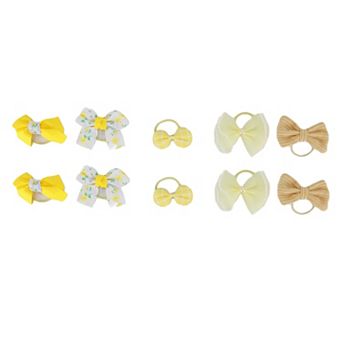 Fashion Cute Solid Color Floral Hair Ropes For Children Yellow 10 pc