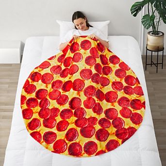 Unikome Flannel Blanket, Round Wrap Blanket, Soft Funny Food Throw Blanket