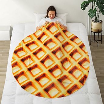Unikome Flannel Blanket, Round Wrap Blanket, Soft Funny Food Throw Blanket