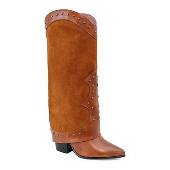 Yoki Gayle Western Suede Studded High Women's Boots